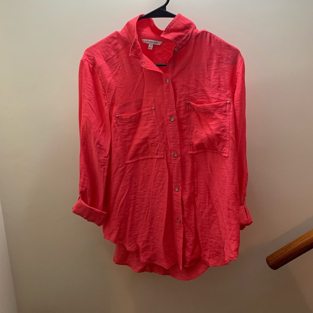 Calvin Klein Jeans Peach Button Down Top Size M